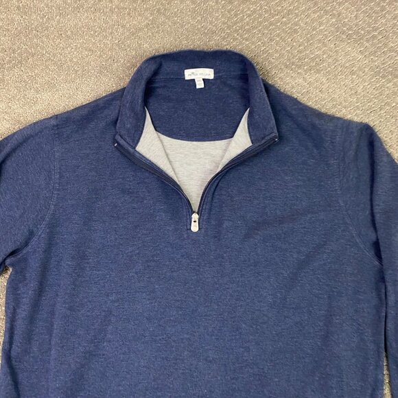 Peter Millar Sweater Men's XXL Blue Crown Comfort Interlock Quarter 1/4 Zip Golf - Picture 4 of 11